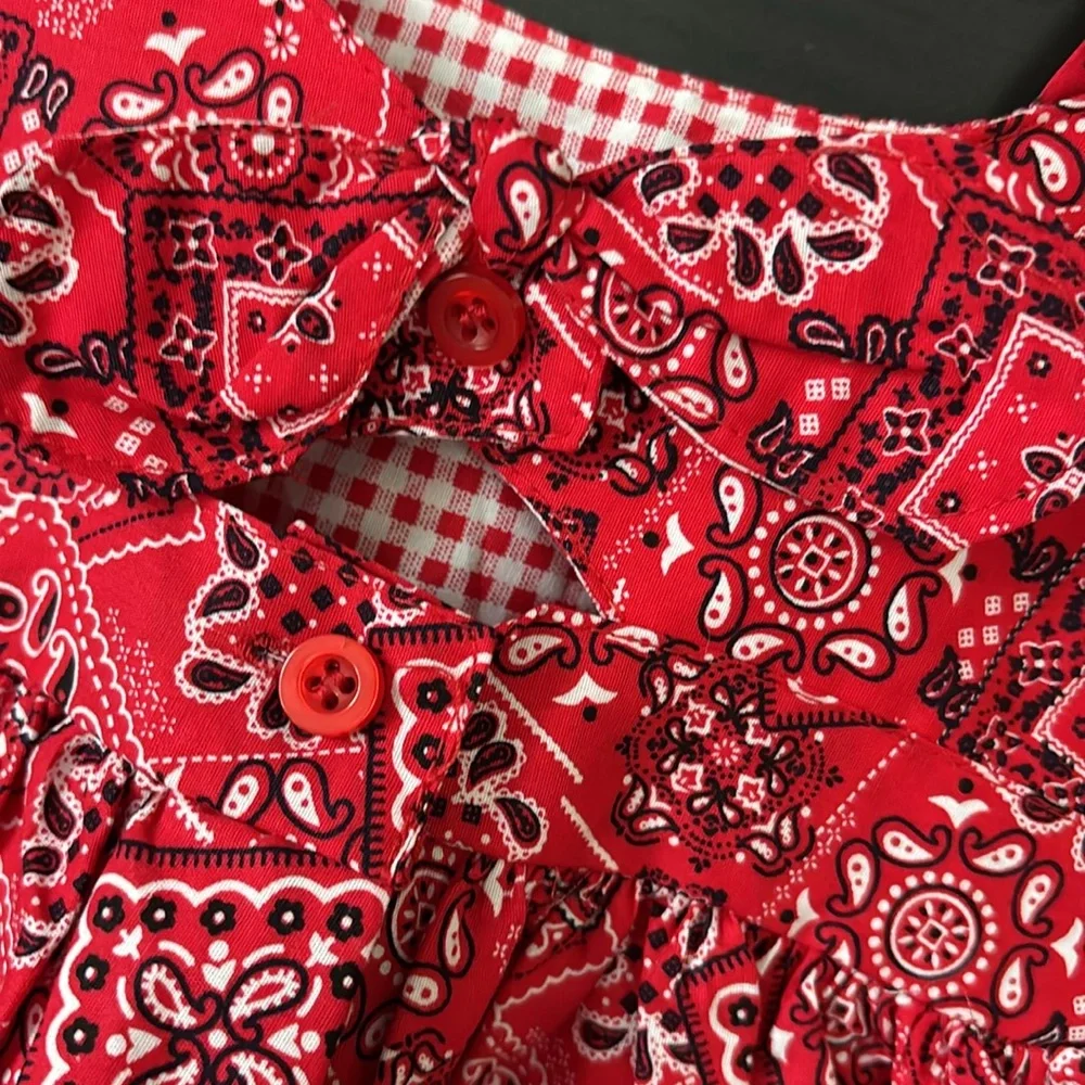 Blueberi Boulevard Baby Girls Red Handkerchief Dress